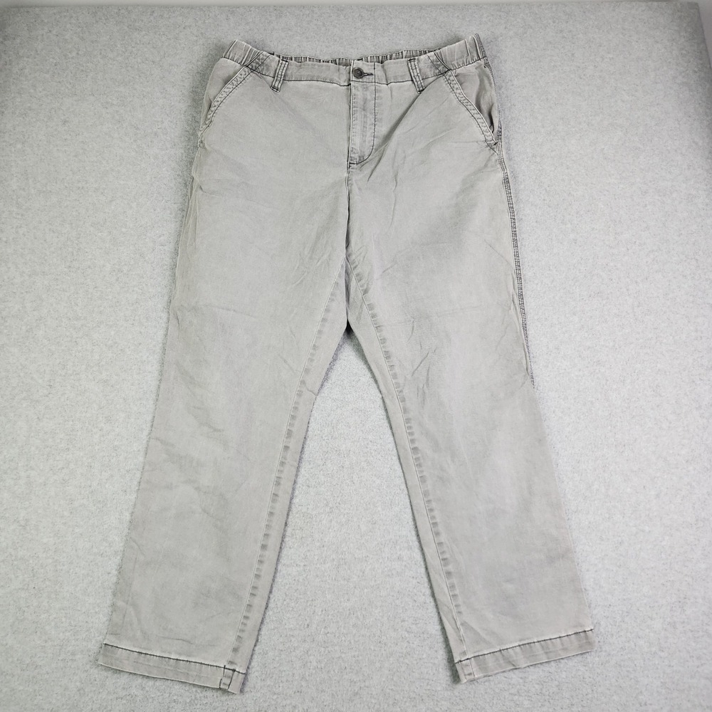 Old Navy OG Chino Pants Womens Large Gray High Rise Elastic Waist Straight Leg